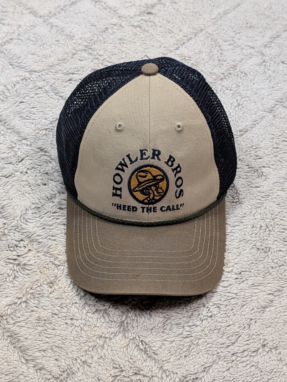 Howler Bros Hat Mens OS Beige Blue Mesh Trucker Graphic Snapback Rope
